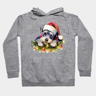 Lazy Miniature Schnauzer Dog at Christmas Hoodie